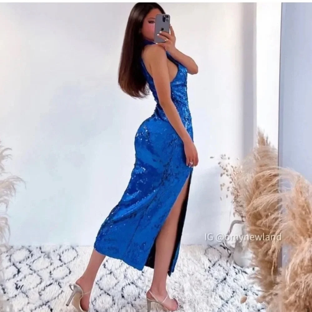 ZARA BLUE SEQUIN DRESS - Picture 10 of 17